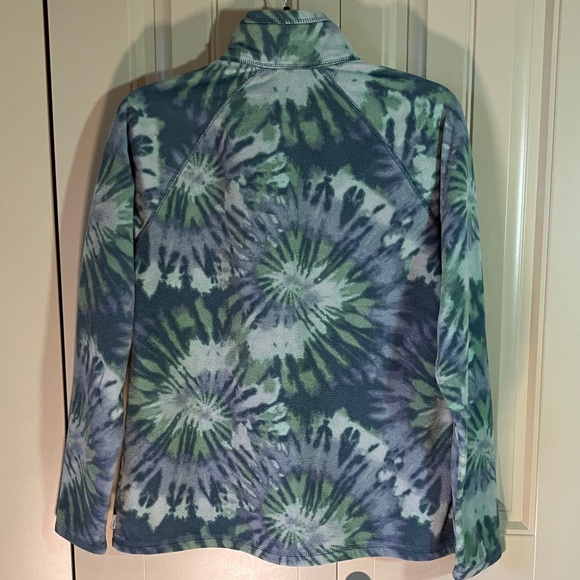 Eddie Bauer Blue and Green Tie-Dye Fleece Women's Top - Picture 2 of 4